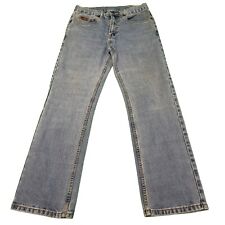 D619 MEN'S FARAH LIGHT BLUE ZIPPER FLY STRAIGHT DENIM JEANS UK S W30 L30