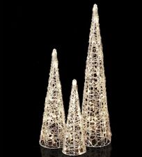 Acrylic LED 3 Cone Trees 3in1 White Christmas Light Decoration Ex Display Boxed