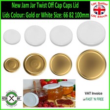 New Jam Jar Twist Off Cap Caps Lid Lids Colour: Gold or White Size: 66 82 100mm