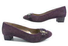 Footglove M&S Purple Nubuck Suede Buckle Heeled Shoes 6.5 Wide Fit Hippie Boho