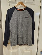 Mens Long Sleeve Superdry Orange Label Baseball Top Size Medium M - T-shirt