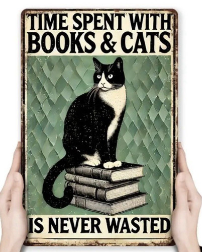 Cat black white funny reading - ,