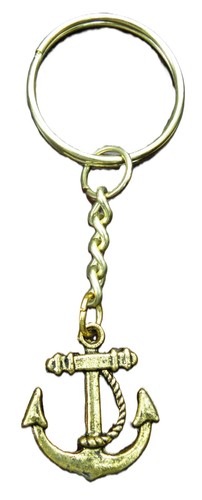Anchor gold tone keyring - anchor, gold-tone