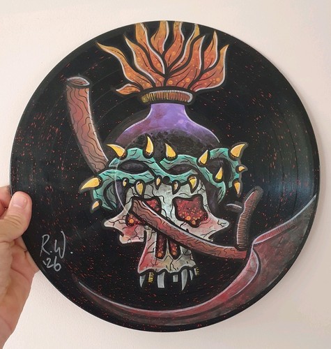 Hand painted skull scythe - hand,