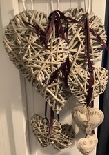 Collection Of Wicker & Metal Hearts Festive Or General Display 7 In Total
