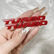 2PCS Red 3D TURBO Logo Metal