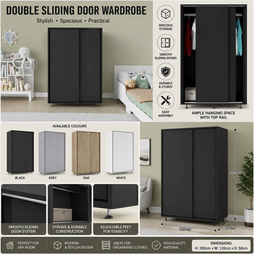 Double sliding door wardrobe - double,