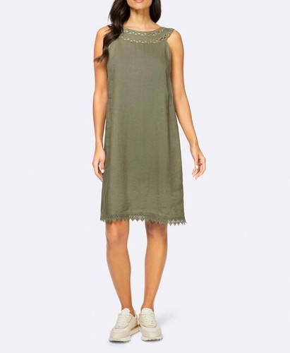 Line dress khaki linen - a-line,