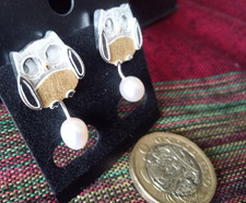 Sterling Silver Owl Design Earrings Pierced Ears Unused