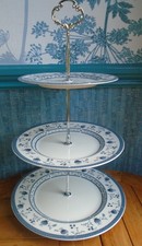 Royal Doulton Cambridge 3  tier midi size cake stand. Blue floral plates