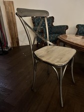 4 Metal Cross-back (X-back) bistro / French café chairs industrial bentwood look