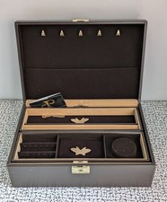 70s Vintage Retro Design Philipp Jewellery Box Brown Tan Gold Velvet Travel Case