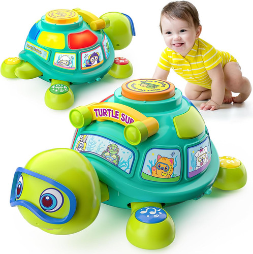 Musical crawling turtle toy - musical,