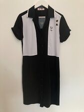 Fred Perry Amy Winehouse Dress Bowling Shirt Black White Button Down Collar UK 6