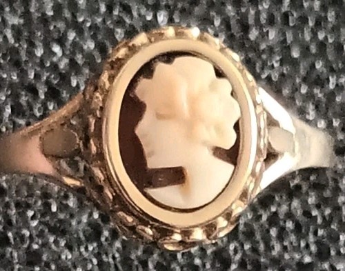 9ct gold vintage cameo - gold, shell