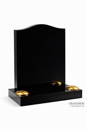 Black granite ogee headstone - ogee,