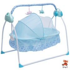 Power Baby Crib Cradle Intelligent Bluetooth Newborn Auto-Swing Bouncer Bed
