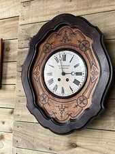 Antique Wall Clock Emil(e) Friedley Of Bradford Large With Inlays C:-1880s.
