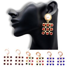 Diamante Gold Square Earrings