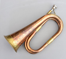 Vintage Copper & Brass Bugle Hunting Musical Horn 12'' British Military