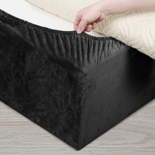 DUJUIKE Divan Bed Base Wrap Cover, Velvet Frame Double: 150-160CM, Black 