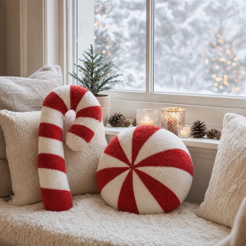 Christmas candy cane cushion - candy,