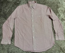 K154 Authentic R M RM Williams L/S Cotton Shirt Red White Stripe Mens Size M VGC