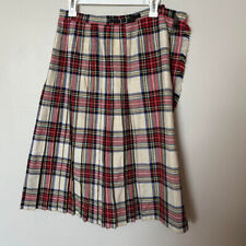 School Uniform Skirt Vintage Red Tartan Kilt Girls Box Pleat - All Round Pleated