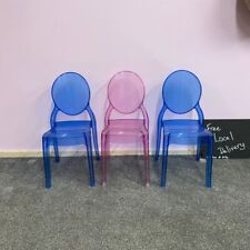 3x Children’s Ghost Style Transparent Stackable Chairs Party Desk Chair