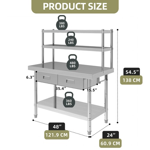 Workbench x24 stainless - 48"x24",