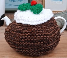 Hand Knitted Christmas Pudding Tea Cosy For A Small Teapot (1 - 2 CUP)