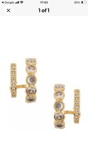 Kate Spade New York Double Hoop Huggie Gold/crystal Earrings