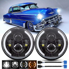 Pair 7INCH Round LED Headlights Hi/Lo fit Chevy Bel Air 1955 1956 1957 HeadLamp