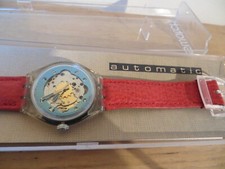Swatch Automatic watch Swiss Made 23 jewels visible movement red strap unworn