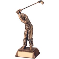 Taking a Shot Swinging Golfer Trophy Golf Club Gold Award FREE Engraving RF421
