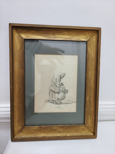 Antique drawing signed and - -,
