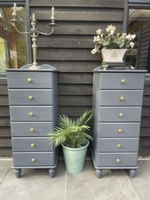 Pair Of Tall Pine  Drawers In Dark Grey