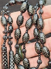Neiger interest Black tassel c1920-30 pressed glass Czech Necklace vintage