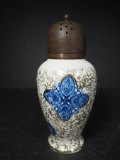 Antique Blue & Gold Sifter Kniva Burslem Newport Pottery 