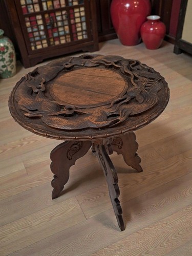 Antique oriental table - oriental, dragon