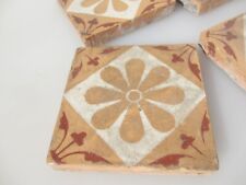 Antique Floor Tile Ceramic Victorian Old Pugin Flower Nouveau 4.25"W - £8each