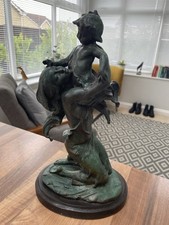 Vintage Hollow Cast Bronze Greek Goddess Amphitrite with Nymph Figurine 30cm