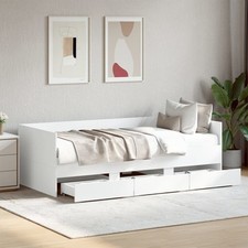 White Daybed with Drawers 90x200cm Without Mattress Sofa Storage Bed
