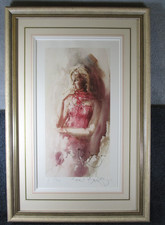 Lovely Vintage Framed Gordon King Limited Edition Signed Print Lady In Thought