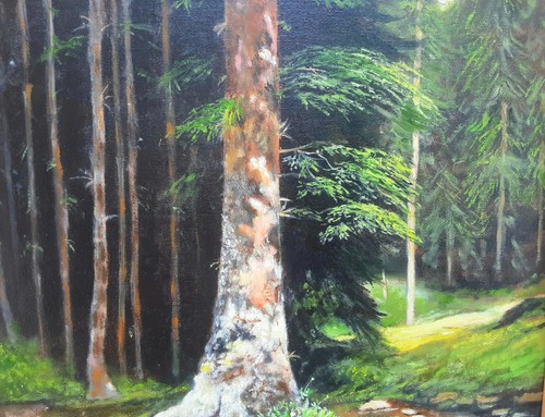 Autunm forest stillife - stillife, oil