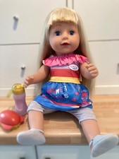 ? ZAPF BABY BORN BIG SISTER DOLL ? DRESSED PRETTY CLOTHES, BOTTLE,BRUSH ~ XMAS