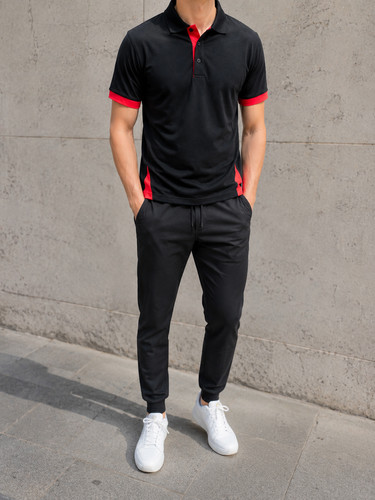 Black red performance polo - black,
