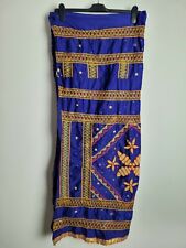 African Maxi Wrap Skirt Any Size Traditional Ethnic Royal Blue Pearls