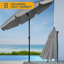 Grey 2M Beach Parasol Outdoor Umbrella Canopy Tilt Mechanism Grade A Used