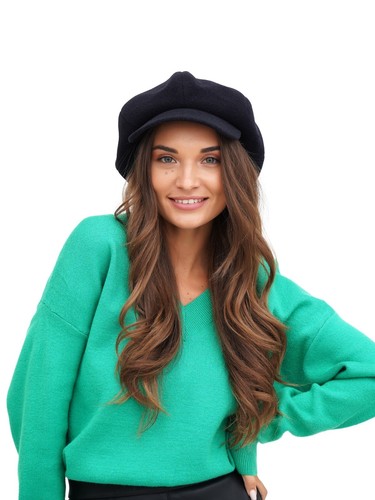 Women dark blue wool - dark, newsboy